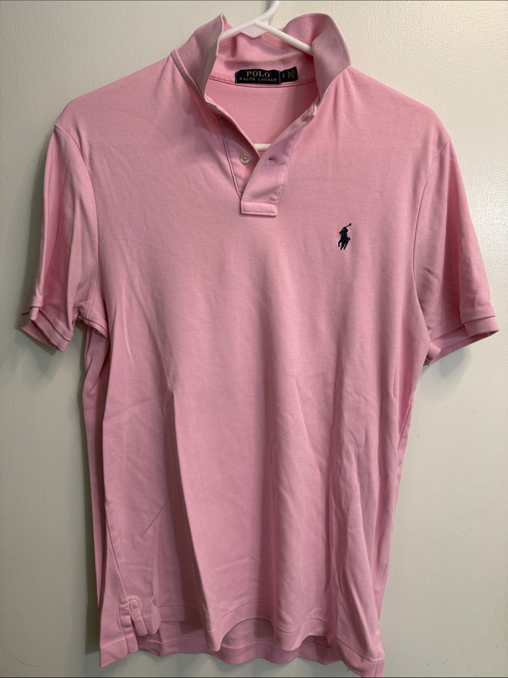 Polo by Ralph Lauren Men’s Pink Short-Sleeve Polo with Navy Logo
